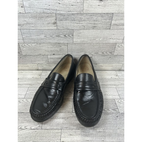 SAS Mens Comfort Shoes‎ Ace Slip On Loafers Black Leather Moccasin USA 9.5 M